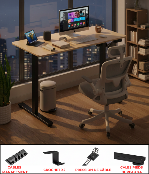BUREAU ÉLECTRIQUE AJUSTABLE 120x60cm MCT-1