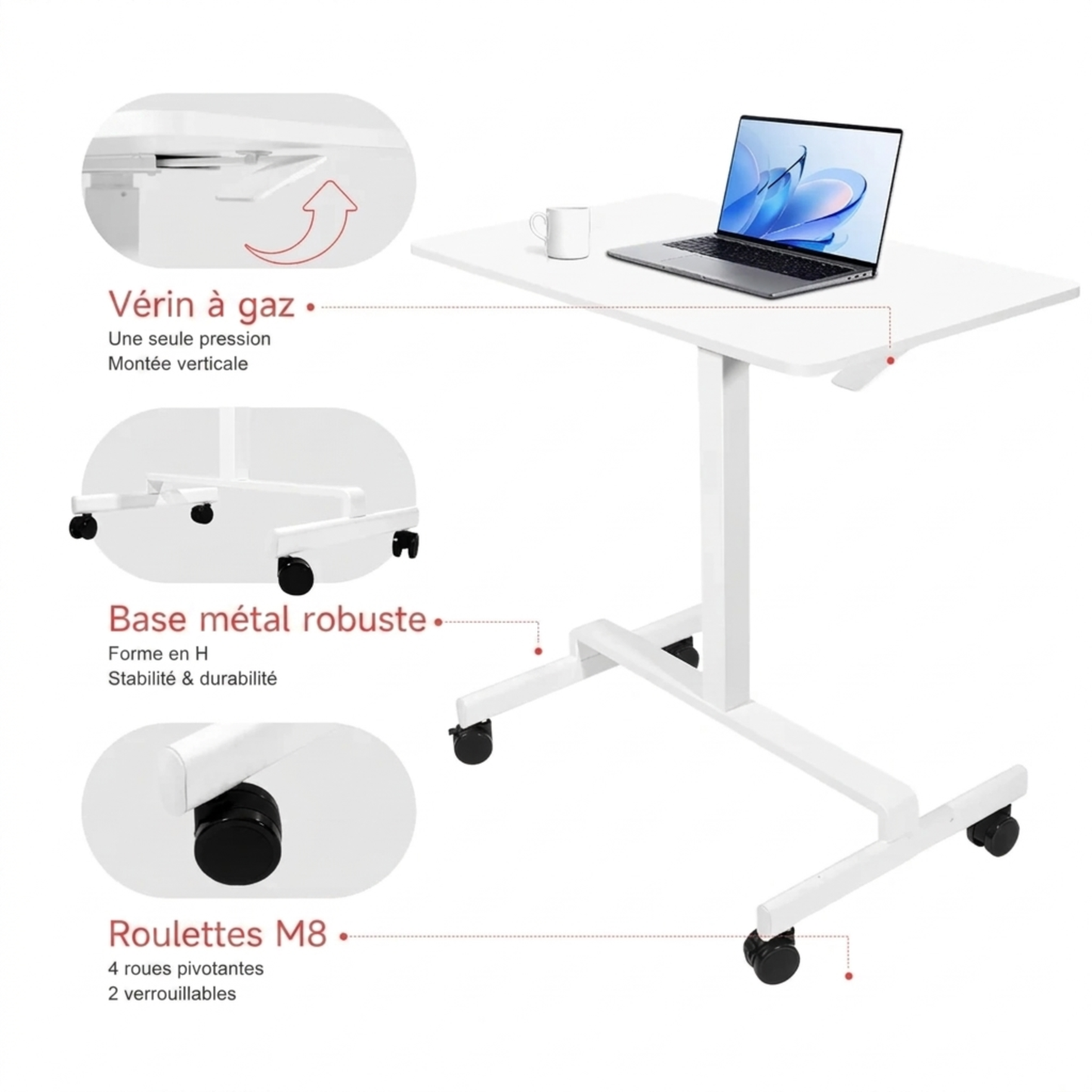 BUREAU MOBILE ASSIS-DEBOUT 80×48cm MCT-2